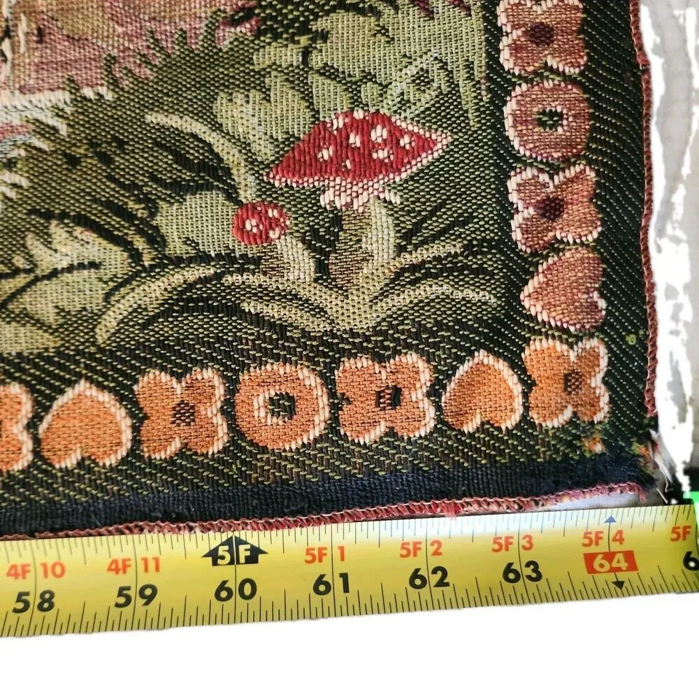 Vintage German Black Forest Gobelin Tapestry Wall Hanging Cottage Deer 50
